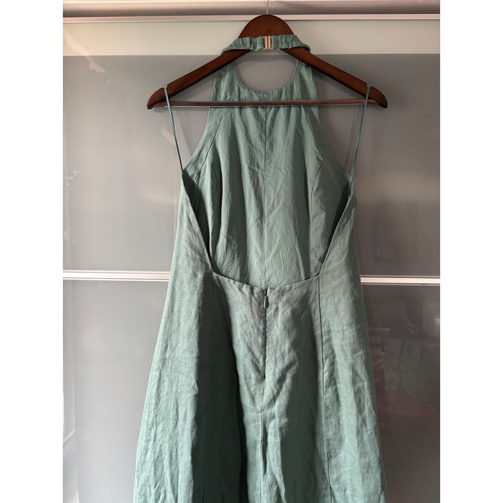 Abercrombie & Fitch Linen Halter Maxi Dress Sage Green High Neck Medium - Picture 6 of 11